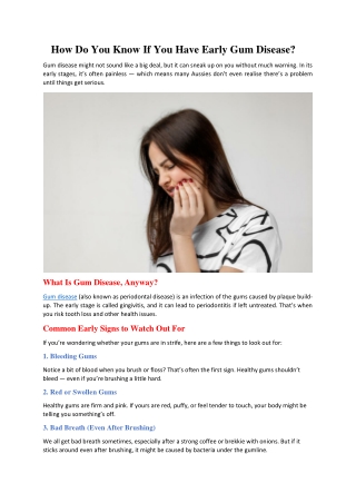 How Do You Know If You Have Early Gum Disease?