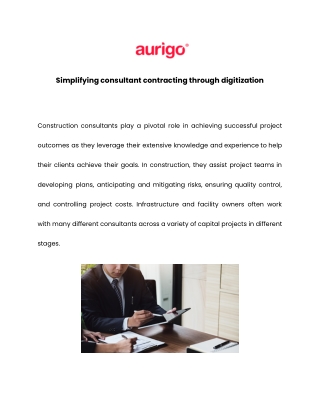 Simplifying consultant contracting through digitization