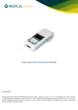 single channel ecg machine md sem 1000