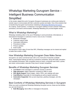 WhatsApp Marketing Gurugram Service