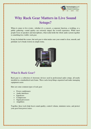 Why Rack Gear Matters in Live Sound Setups?
