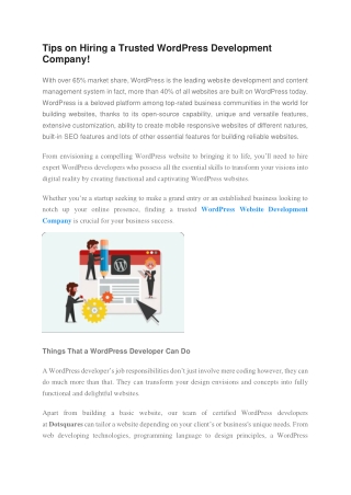 tips on hiring a trusted wordpress development