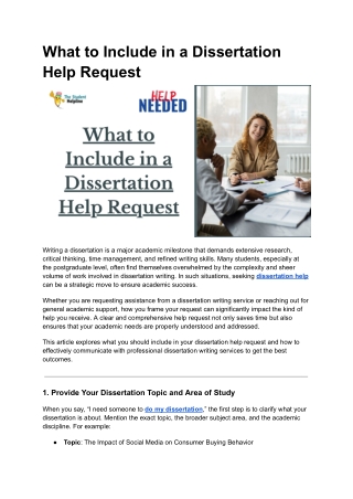 What to Include in a Dissertation Help Request