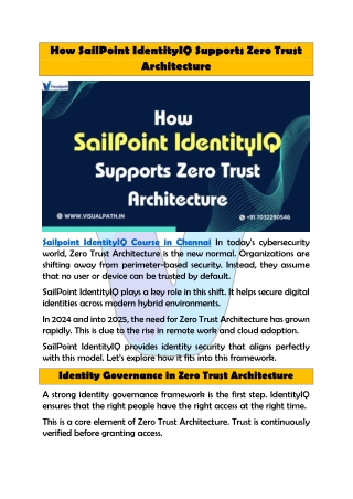 Enroll Sailpoint IdentityIQ Course in Chennai - Visualpath