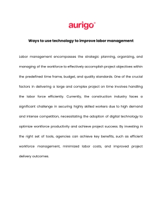 Ways to use technology to improve labor management