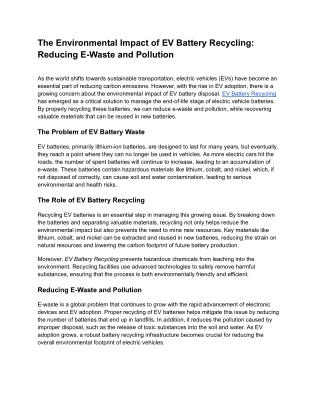 The Environmental Impact of EV Battery Recycling_ Reducing E-Waste and Pollution