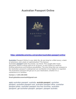 Australian Passport PDF