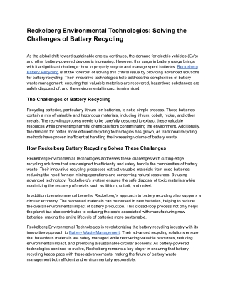 Reckelberg Environmental Technologies_ Solving the Challenges of Battery Recycling
