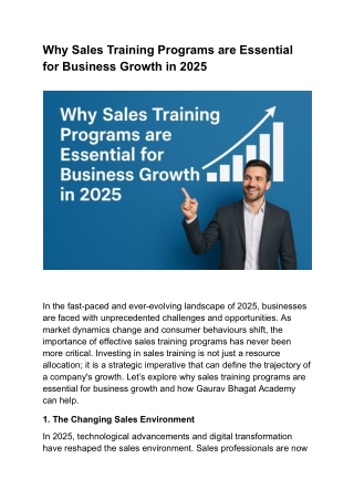 Why Sales Training Programs are Essential for Business Growth in 2025