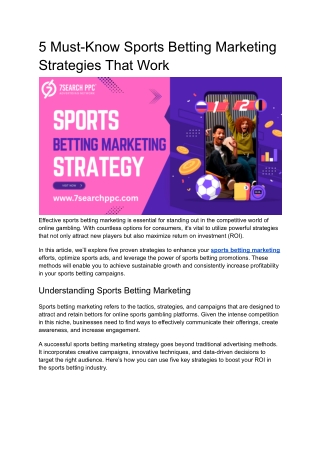 5 Must-Know Sports Betting Marketing Strategies That Work