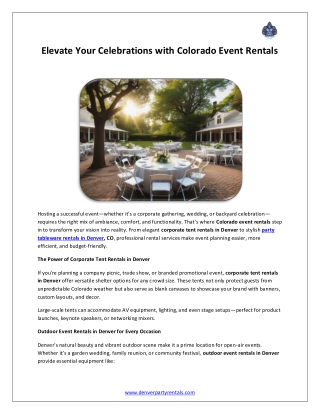 Elevate Your Celebrations with Colorado Event Rentals
