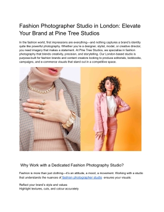 Fashion photographer studio