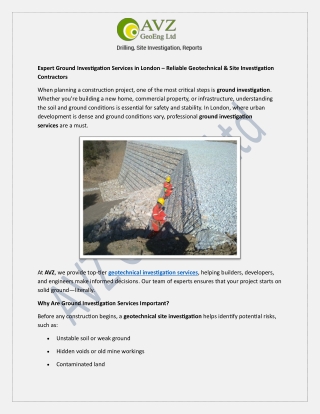 expert ground investigation services in london
