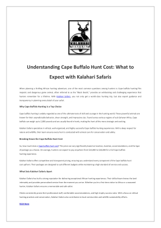 understanding cape buffalo hunt cost what to