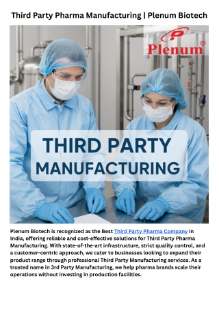 third party pharma manufacturing plenum biotech