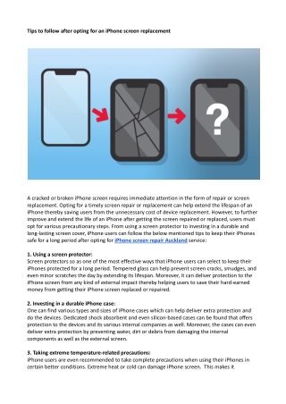 Tips to follow after opting for an iPhone screen replacement.docx