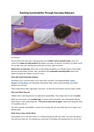 Teaching Sustainability Through Everyday Babycare
