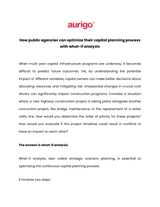 How public agencies can optimize their capital planning process with what-if analysis