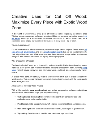 Creative Uses for Cut Off Wood_ Maximize Every Piece with Exotic Wood Zone