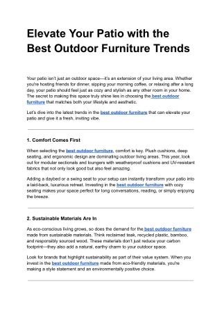 Elevate Your Patio with the Best Outdoor Furniture Trends