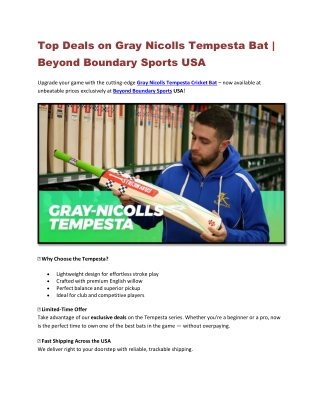 Top Deals on Gray Nicolls Tempesta Bat  Beyond Boundary Sports USA