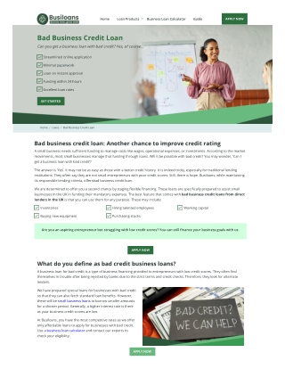 Bad credit business loans on guaranteed approval and assistance