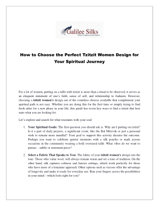 How to Choose the Perfect Tzitzit Women Design for Your Spiritual Journey