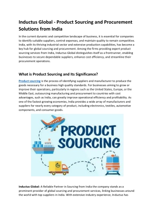 Inductus Global - Product Sourcing and Procurement Solution from India