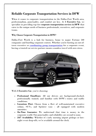 Professional Chauffeured Services for Business Travel
