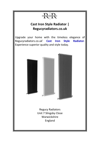 Cast Iron Style Radiator  Regucyradiators.co.uk
