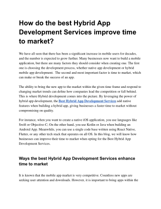 how do the best hybrid app development services