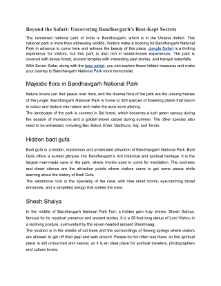 Beyond the Safari- Uncovering Bandhavgarh’s Best-Kept Secrets