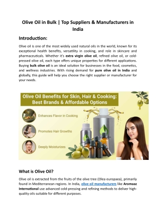 Olive Oil in Bulk | Top Suppliers & Manufacturers in India