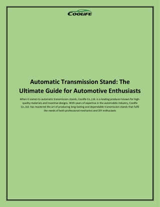 automatic transmission stand the ultimate guide