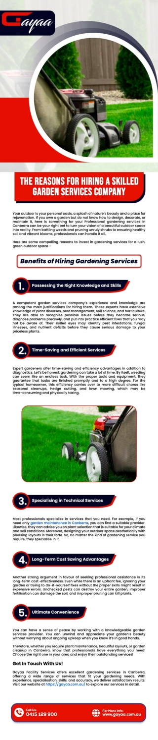 The Reasons for Hiring a Skilled Garden Services Company