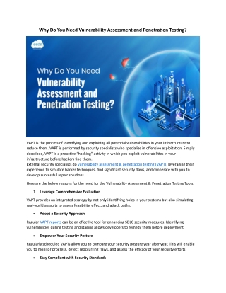Why Do You Need Vulnerability Assessment and Penetration Testing