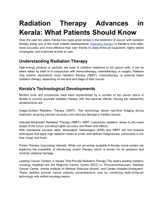 Radiation Therapy Advances in Kerala_ What Patients Should Know