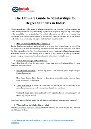 The Ultimate Guide to Scholarships for Degree Students in India!