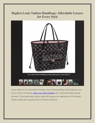 Replica Louis Vuitton Handbags Affordable Luxury for Every Style