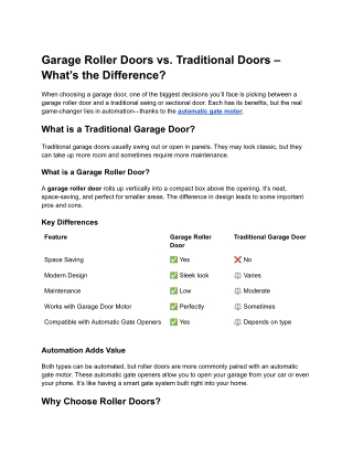 Garage Roller Doors vs. Traditional Doors – What’s the Difference_