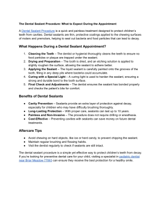 The Dental Sealant Procedure_ What to Expect During the Appointment