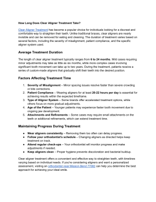 How Long Does Clear Aligner Treatment Take