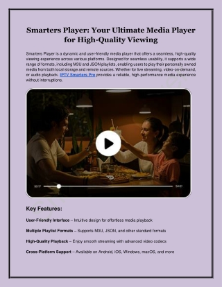 Smarters Player - Your Ultimate Media Player for High-Quality Viewing