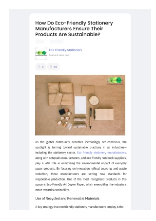 How Do Eco-Friendly Stationery Manufacturers Ensure Their Products Are Sustainab