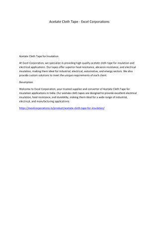 Acetate Cloth Tape - Excel Corporations
