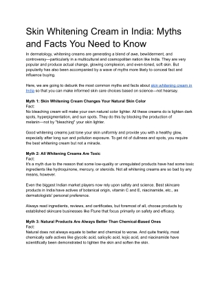 Skin Whitening Cream in India_ Myths and Facts You Need to Know