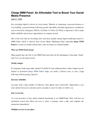 Cheap SMM Panel An Affordable Tool to Boost Your Social Media Presence