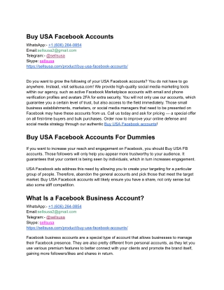 Buy USA Facebook Accounts