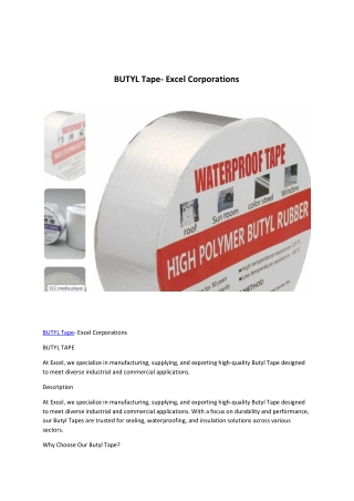 BUTYL Tape- Excel Corporations