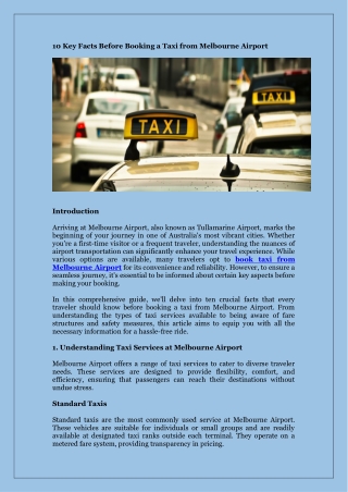10 Key Facts Before Booking a Taxi from Melbourne Airport